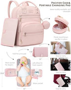 ROSEGIN Premium Vegan Leather Diaper Bag Backpack with Waterproof Changing Pad, Reinforced Zippers & Odor-Free, 20 Pockets Pro Organizer, Fits 15.6" Laptop, Stroller Straps, Baby Bag for Mom, Pink - Image 3