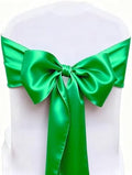 Pack of 50 Satin Emerald Green Chair Sashes Bows 7 X 108 Inch Universal Forest Green Chair Ribbons Ties for Wedding Ceremony Party Birthday Anniversary Engagement Christmas Outdoor Event Decor by ZSJFMF