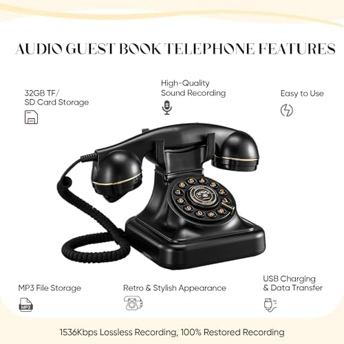 Audio Guest Book Wedding Phone Vintage Voice Message Recorder Telephone - Image 2