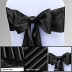 Babenest 50pcs Satin Chair Sashes Ties for Party Wedding, Black - Image 4