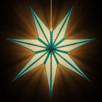GalaxyArts 7-Point Paper Star Lantern - Striped Cutout Hanging Light Decoration - Foldable Star Lamp Shade for Home, Party, Christmas, Wedding Décor - Indoor/Outdoor Hanging Star(Turquoise) - Image 2