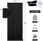 20 ft x 8 ft Black Backdrop Curtain for Parties, 4 Panels 5 ft x 8 ft Wrinkle Free Polyester Photo Black Backdrop Drapesfor Graduations Birthday Wedding Party Stage Curtains Home Decoration Supplies - Image 5