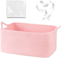 OIASKET Large Empty Cotton Rope Gift Basket with Handles, 18.9"x13.8"x7.8" Decorative Woven Storage Basket with Gift Bag and Ribbon Set for Baby Shower, Toy Organizer for Kids, Dogs & Cats - Pink by OIASKET
