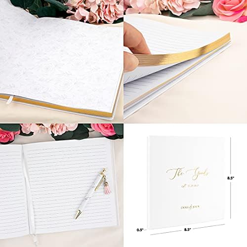 Andaz Press Personalized Wedding Guestbook with Gold Accents, Gold Established Design White Guest Sign in Guest Registry 120 Pages 8.5 X 8.5 Memories Book for DIY, Scrapbook, Photo Album - Image 5