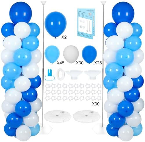Balloon Column Stand with 102 Balloons, Balloon Column Kit Set of 2, Metal Balloon Tower Stand with Base for Floor, Height Adjustable from 1.57 to 7 Ft, For Party Decorations by Lanboon