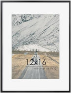 FLYJOE 12x16 Metal Picture Frame for Wall With Mat for 9x12, 12''x16'' Aluminum Certificate Document Frames With Plexiglass, Minimalist Modern Poster Frame Horizontally Vertically Set of 3, Black by FLYJOE