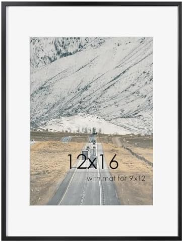 FLYJOE 12x16 Metal Picture Frame for Wall With Mat for 9x12, 12''x16'' Aluminum Certificate Document Frames With Plexiglass, Minimalist Modern Poster Frame Horizontally Vertically Set of 3, Black by FLYJOE
