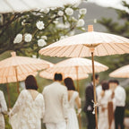 Koyal Wholesale 32" Peach Paper Parasol Umbrella 4 Pack, Large Paper Umbrella Bulk, Paper Parasol Wedding Umbrellas, Peach Parasol Umbrella Bridal Party Decor Photo Props, Sun Parasols for Shade - Image 2