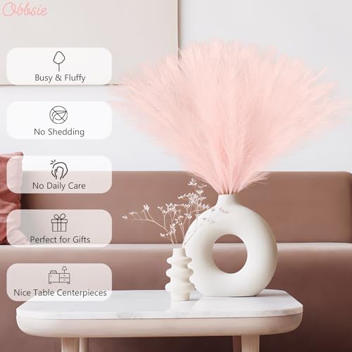 obbsie 150PCS Pink Faux Pampas Grass Decor, 21.6" Fluffy Vase Filler - Image 4