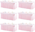 6 Packs Baby Pink Spandex Tableclothes for 8 Foot Rectangle Table, Spandex Table Covers 8FT Stretch Table Skirts Rectangle Wrinkle Free Fitted Table Cover for Event, Wedding, Banquet & Parties by Shillance