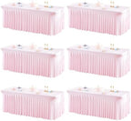 6 Packs Baby Pink Spandex Table Clothes for 6FT Rectangle Tables, Wrinkle Free Fitted Table Cover for Event, Wedding, Banquet & Parties by Shillance