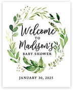 Andaz Press Personalized Large Canvas Guestbook Alternative, 16 x 20 Inches, Watercolor Leaf Foliage Wreath, Custom Baby Shower Welcome Sign for Greenery Baby Sprinkle by AndazPress