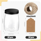 Nitial 50 Pack 5 oz Plastic Jars with Lids Gift, Black, Aluminum Lid - Image 2