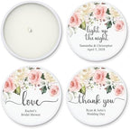 Custom Candles, Personalized Candles White and Pink Roses, Bulk Candles, Candle Favors, Candle Wedding Favors (Set of 10) (White Tin) - Image 6