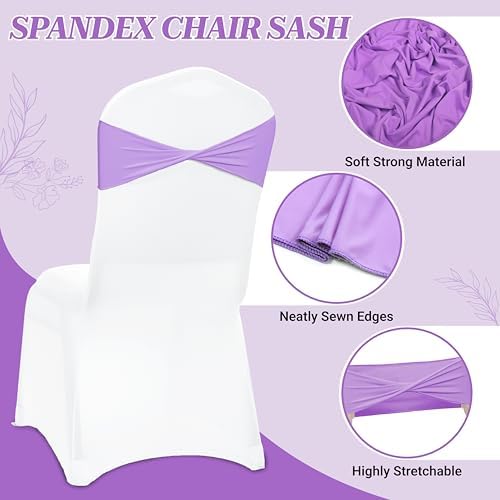 Pack of 250 Spandex Chair Sashes Without Slider Buckles – Lavender - Image 3