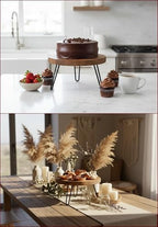Set of 3 Wooden Cake Stand - 8 10 12 Inch Cake Pedestal with Metal Legs - Image 7