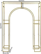 Wedding Arch Backdrop Stand Gold 5.91 x 7.87FT Wedding Arches Square Metal Balloon Arch Stand Garden Arbor Frame Arch Drapery Sheer Fabric Backdrop Curtain for Photo Booth Background Decoration - Image 2