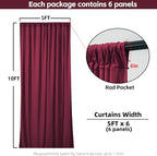 30x10FT Burgundy Backdrop Curtains for Wedding Parties, Wrinkle Free Photo Backdrop Curtains for Wedding Birthday Party Baby Shower, Fabric Drape with Rod Pockets 5ft x 10ft, 6 Panels - Image 5