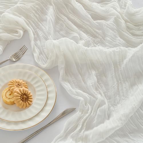 Fanami 6 Pack Cheesecloth Table Runner -10FT Ivory White Boho Gauze Cheese Cloth Table Runner 120 Inches Long Rustic Sheer Fabric Centerpieces for Wedding Birthday Party Bridal Baby Shower Decorations - Image 2