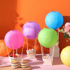 Namalu 24 Set Hot Air Balloon Table Centerpieces Baby Shower Party Decoration Paper Lanterns with Wooden Basket Sticks for Summer Birthday School DIY Craft(Rainbow Color) - Image 4