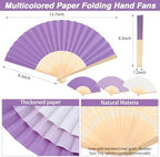 Paper Folding Hand Fans for Party, Gradient Purple, 60 Pcs - Image 2