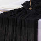 Black Table Runner Halloween Fall Cheesecloth Wedding Birthday Party Decor - Image 6