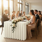 4 Pack Beige Spandex Table Covers 4ft Rectangle Ruffle Skirts for Party - Image 2