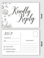 50 Blank RSVP Cards,RSVP Postcards No Envelopes Needed,Floral Print Response Card,RSVP for Wedding,Baby Shower,Bridal Shower - Image 3