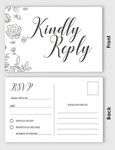 50 Blank RSVP Cards,RSVP Postcards No Envelopes Needed,Floral Print Response Card,RSVP for Wedding,Baby Shower,Bridal Shower - Image 3
