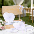 Aodaer Heart Shaped White Paper Wedding Fans with Wooden Storage Box 100 Folding Handheld Fans Satin Ribbon for Wedding Party Favors Bridal Shower DIY Crafts Event Decorations by Aodaer