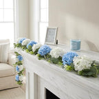 Artificial Hydrangea Flower Garland with Eucalyptus & Baby’s Breath 2PCS 6FT Floral Vines Greenery Garland for Mantel Wedding Arch Table Centerpiece Coastal Home Outdoor Decor (2, Blue & White) - Image 6