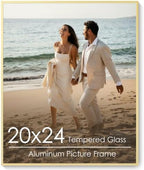 20x24 Metal Picture Frame, Aluminum Poster Frame with Real Glass, Gold by FLYJOE
