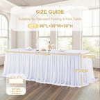 Wish Care White Tulle Tablecloth for 8 Foot Rectangle Tables Stretch Ruffle Table Cloths Tutu Desk Skirt 8ft Wrinkle Free Spandex Fitted Table Cover for Birthday Wedding Party Banquet Decorations - Image 4