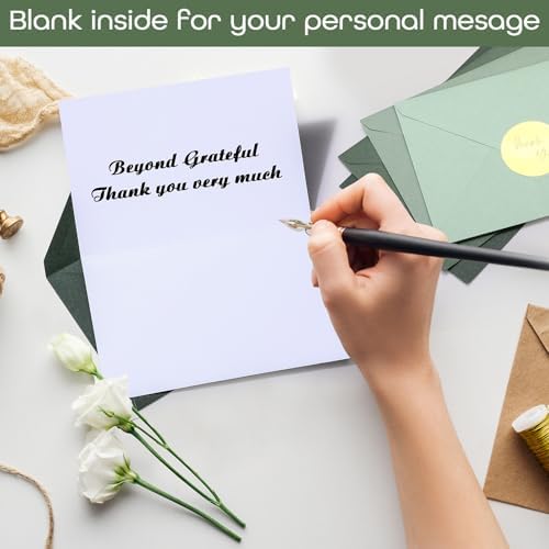 Motiskyy 200 Set Thank You Cards with Envelopes, 4x6 Gold Foil Blank,Green - Image 5