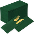 KAMMAK Dark Green Napkins Disposable with Pocket Cloth Like Dinner Paper Napkins 100 Pack Folded Guest Hand Towel for Party Decoration, Wedding Reception, Bathroom or Restaurant (16.5 x 16.5 inch) by KAMMAK