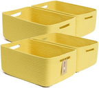 MiniArk Large Storage Baskets for Organizing, 17 x 13 x 7.5” Closet Shelf Baskets for Clothes Blanket Towels, Baby Nursery, Toy Bins Box, Woven Rope Baskets, 4 Packs Yellow by MiniArkStorageBasketsHome