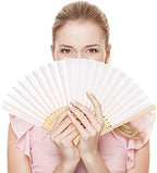 FEPITO 50 Pieces White Handheld Paper Fan - Image 6
