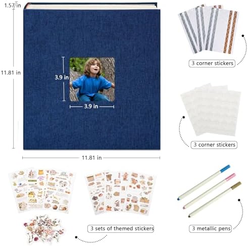 Vienrose Scrapbook Photo Album, 12x12 Inches, 60 Pages, Dark Blue - Image 2