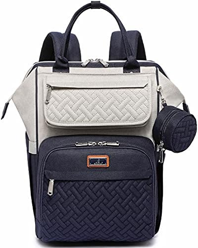 BabbleRoo Diaper Bag Backpack, Multifunction Large Bags with Changing Pad & Stroller Straps Pacifier Case, Unisex Stylish Travel Back Pack Nappy for Moms Dads (Stone Gray Blue) by BabbleRoo