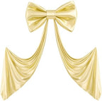 Giant Bow for Backdrop Big Gold Bow 24x16x80 Inch Large Satin Ribbon Bow Wall Decor for Wedding Birthday Baby Shower Party Photo Booth, Washable Reusable Fabric Bow for Nursery Bedroom Door Hanging by Gogoparti
