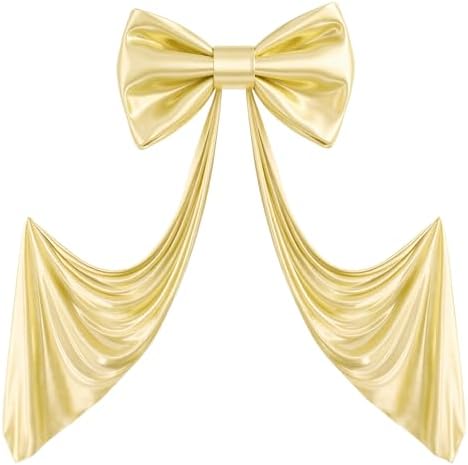 Giant Bow for Backdrop Big Gold Bow 24x16x80 Inch Large Satin Ribbon Bow Wall Decor for Wedding Birthday Baby Shower Party Photo Booth, Washable Reusable Fabric Bow for Nursery Bedroom Door Hanging by Gogoparti