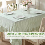 Pile Green White Gingham Ruffle Tablecloth Square 60"x60" - Image 5
