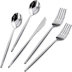 Rubtlamp 180 Pcs Silver Plastic Silverware, Silver Utensils Heavy Duty, Elegant Plastic Cutlery, Fancy Disposable Flatware, Forks Spoons and Knives Set For Party Mother's Day by Rubtlamp