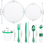Hioasis 175 Pcs Clear Green Plates for Party - Image 5