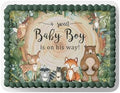 Adventure Awaits Cake Topper Boy Birthday Baby Shower Party Decoration Happy Camper Tent Campfire Woodland Camping Theme Party Cake Topper (11.75'' 16.25'' 1/2 Sheet Cake) by Handmade