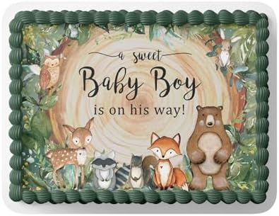 Adventure Awaits Cake Topper Boy Birthday Baby Shower Party Decoration Happy Camper Tent Campfire Woodland Camping Theme Party Cake Topper (11.75'' 16.25'' 1/2 Sheet Cake) by Handmade