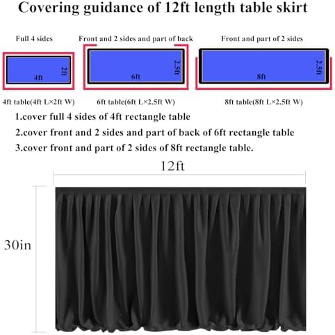 Ruffle Table Skirt for Teacher Desk Classroom Wedding Birthday, Black,12ft - Image 4