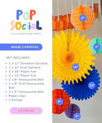 POP SOCIIAL Eco Friendly Paper Party Decoration Set - 13 Pieces, Miami Carnival - Made in the USA Plastic-Free FSC Sustainable Recyclable Reusable Pack - Dopamine Decor - Image 4