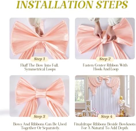 Dusty Pink Large Bows for Backdrop Giant Bows Birthday Party Decorations Large Pink Giant Bow Decor Wedding Baby Shower Birthday Photo Booth Room Decor 47"x24" - Image 3