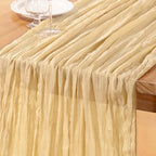 DeZerlor Champagne Cheesecloth Table Runner 1 Pack Summer Boho Runner by DeZerlor